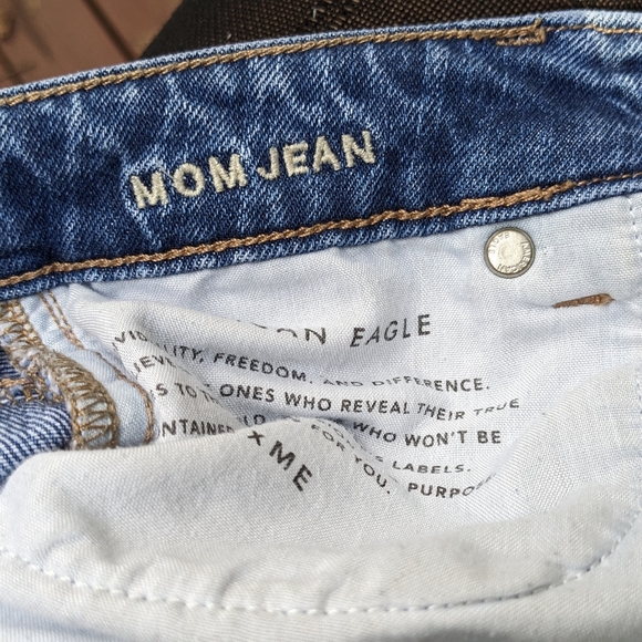 American Eagle Mom Jeans With Busted Knees, High Waisted Straight Leg - Picture 8 of 10